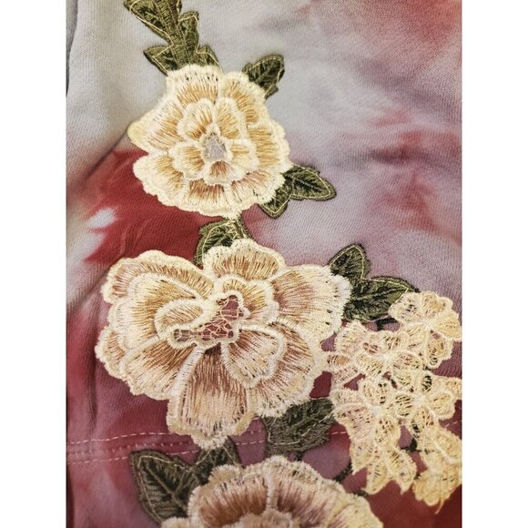 Civil Regime Aqua Marble Rose Hoodie Mens Size Small Tie Dye Embroidered Roses - Picture 11 of 12